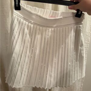 Elegant White Pleated Skirt with Rhinestones